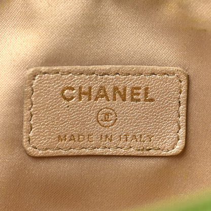 Chanel Lambskin Camellia Embossed Cosmetic Case Green 6 of 11