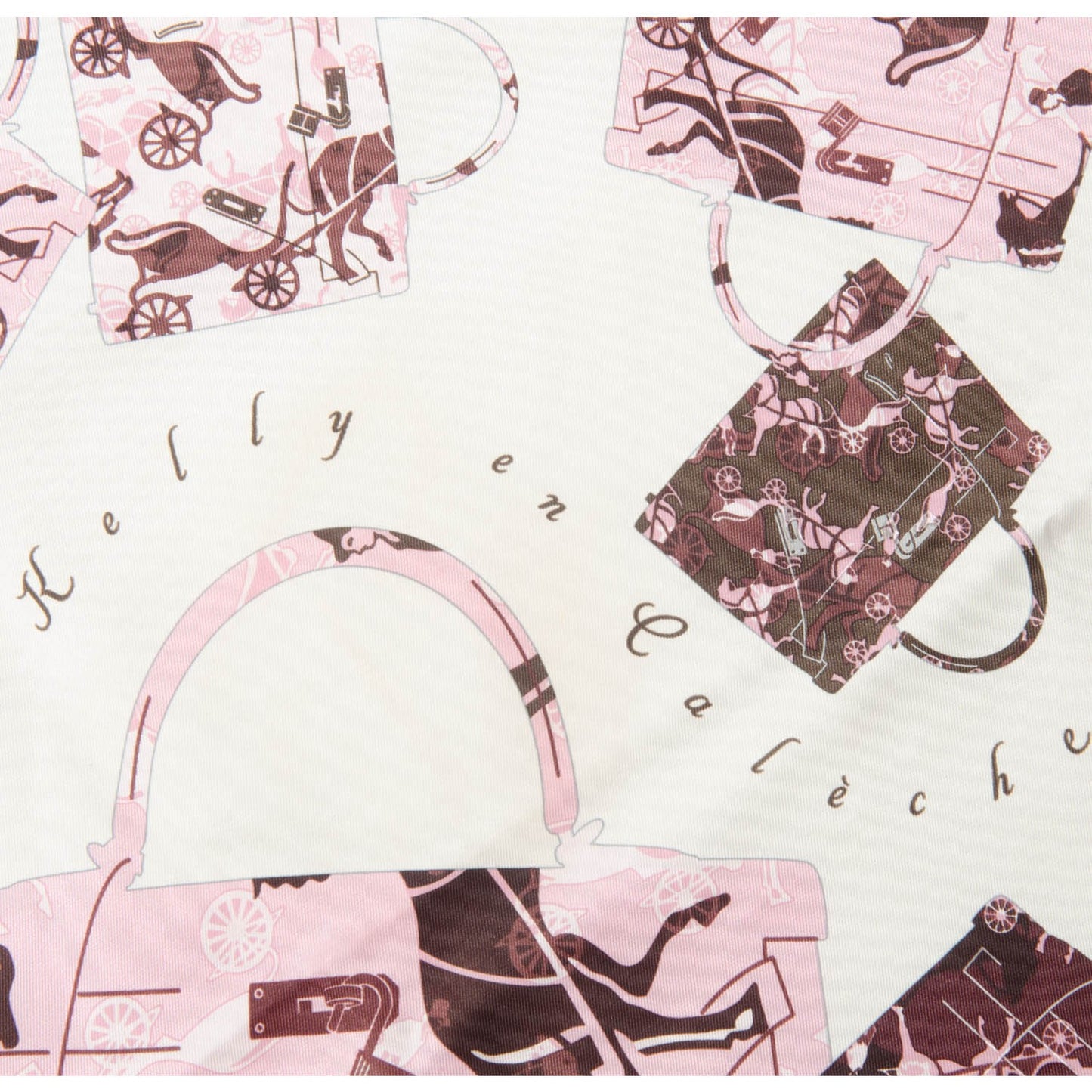 Silk Kelly en Caleche Scarf 70 Nacre Rose Rose Prune