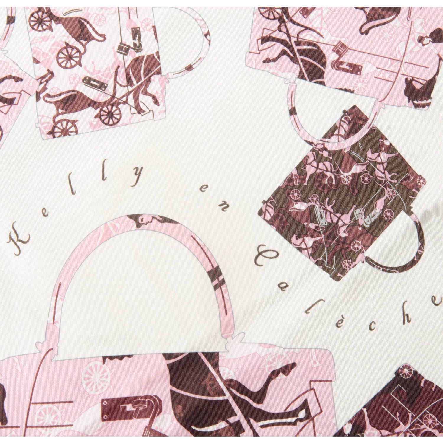 Hermes Silk Kelly en Caleche Scarf 70 Nacre Rose Rose Prune 7 of 7