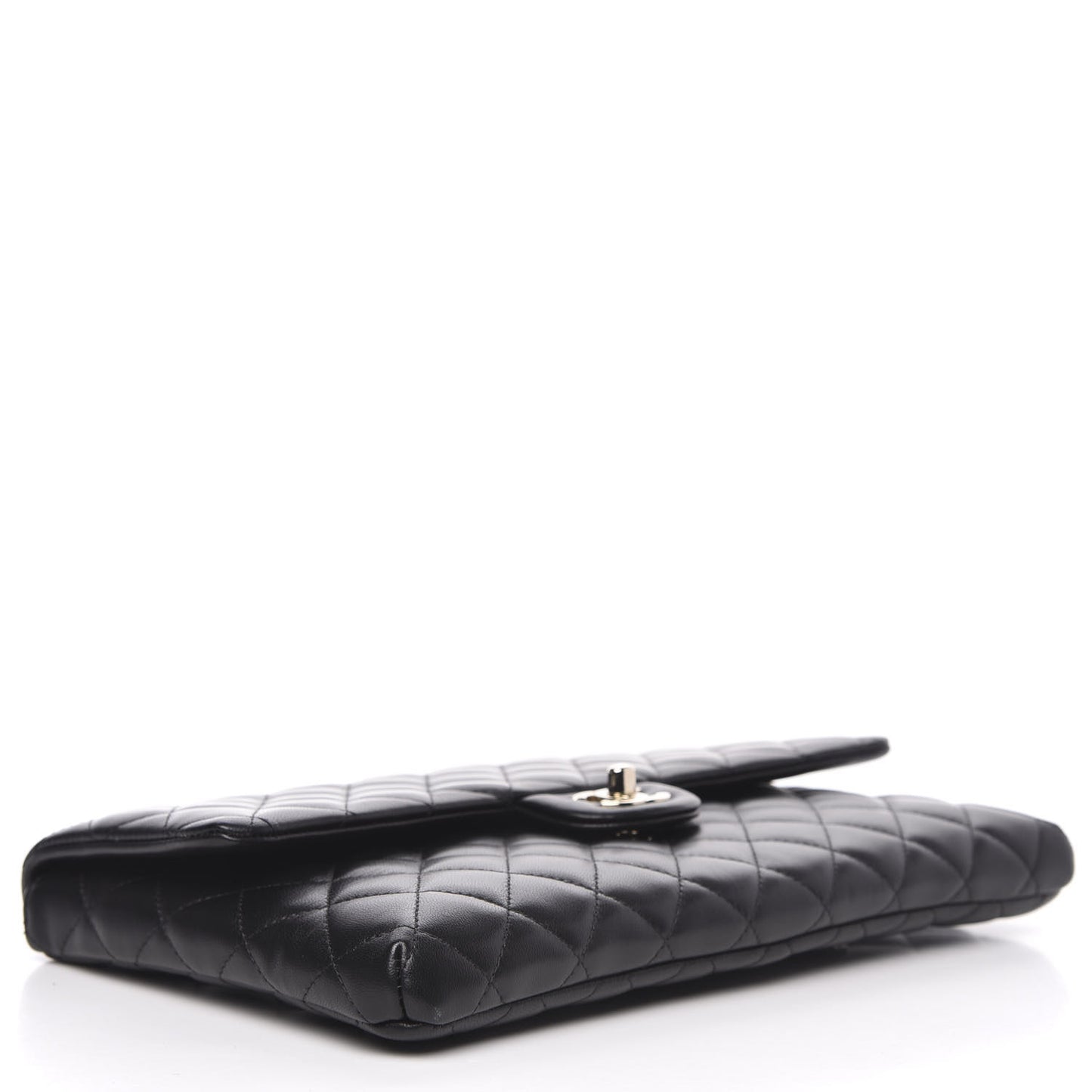 Lambskin Quilted Flap Clutch Black