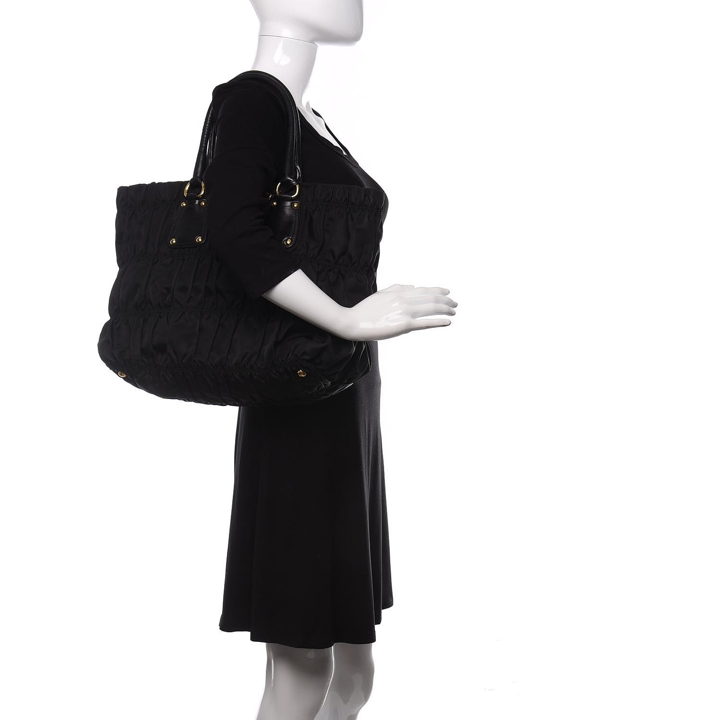 Tessuto Nylon Gaufre Tote Black