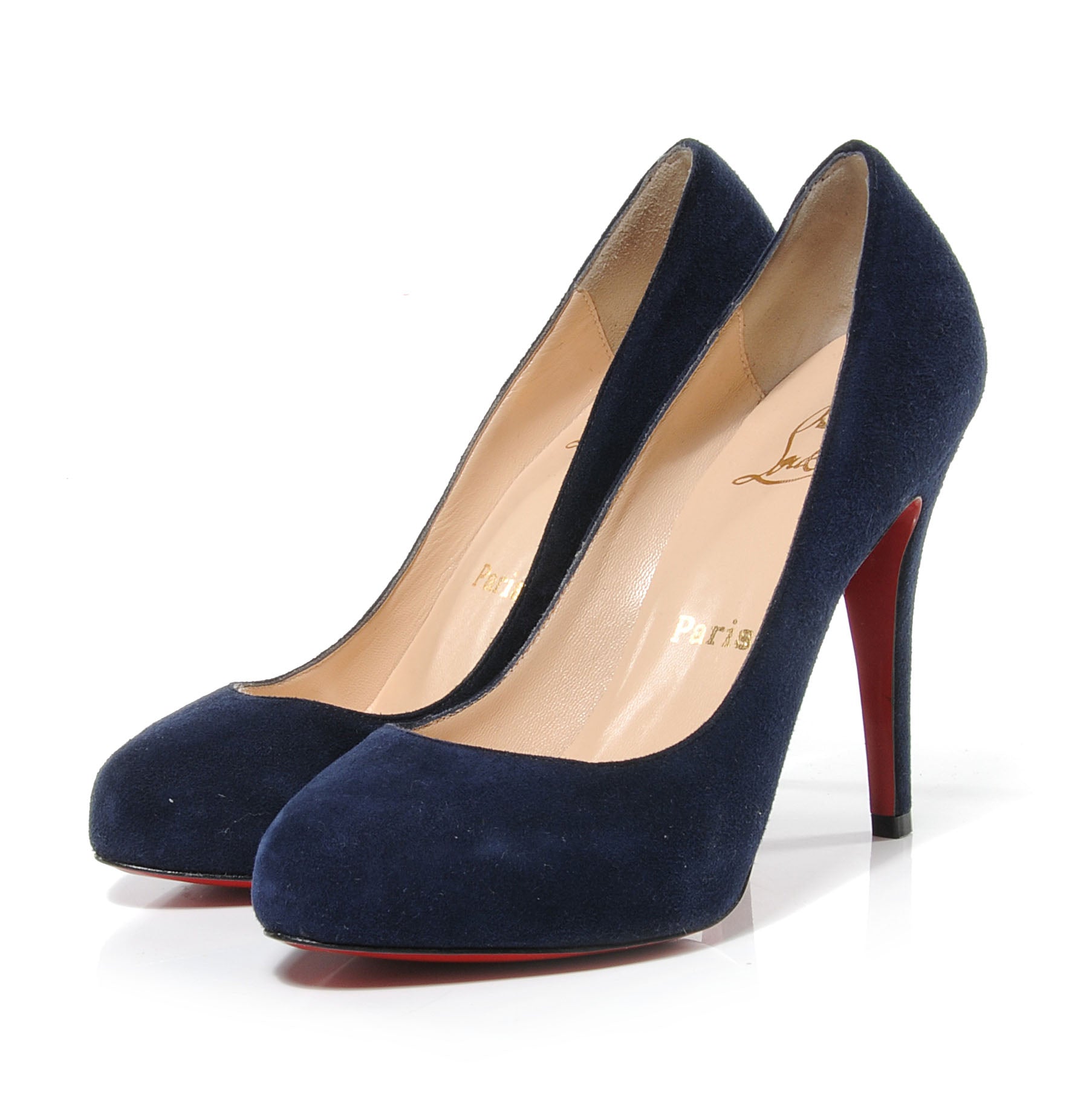 Christian Louboutin Suede Declic 120 Pumps 36 Navy 3 of 6