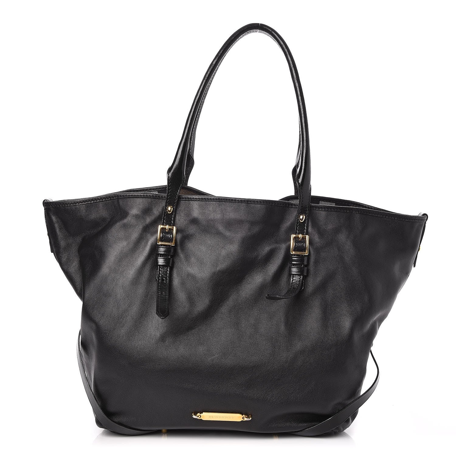 Burberry Lambskin Medium East West Tote Black 1 of 8