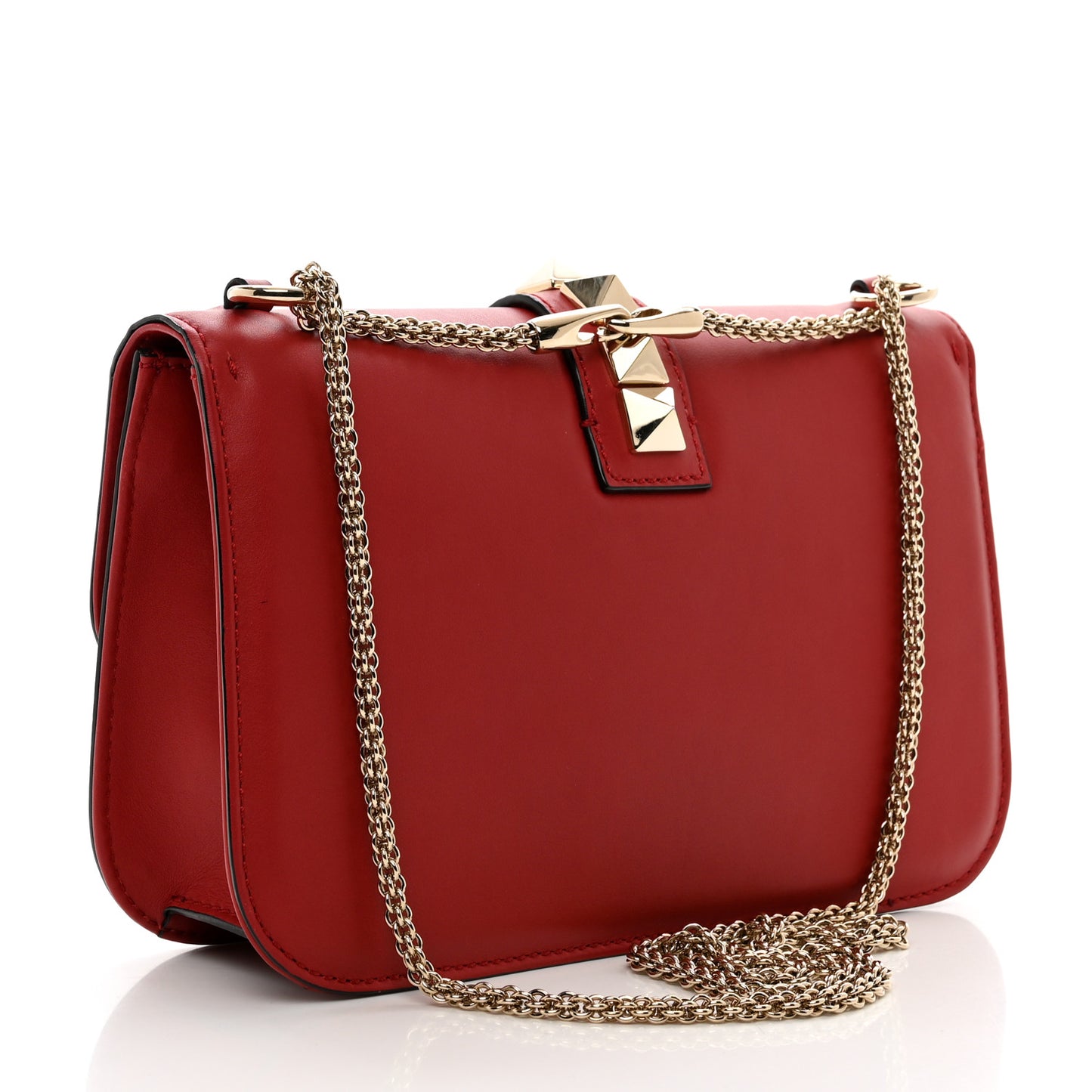Vitello Medium Glam Lock Rockstud Flap Red