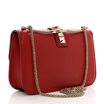 Valentino Garavani Vitello Medium Glam Lock Rockstud Flap Red 3 of 9