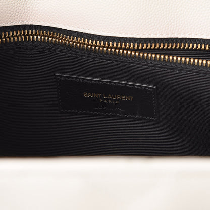 Saint Laurent Grain De Poudre Matelasse Chevron Monogram Shopping Bag White 7 of 8