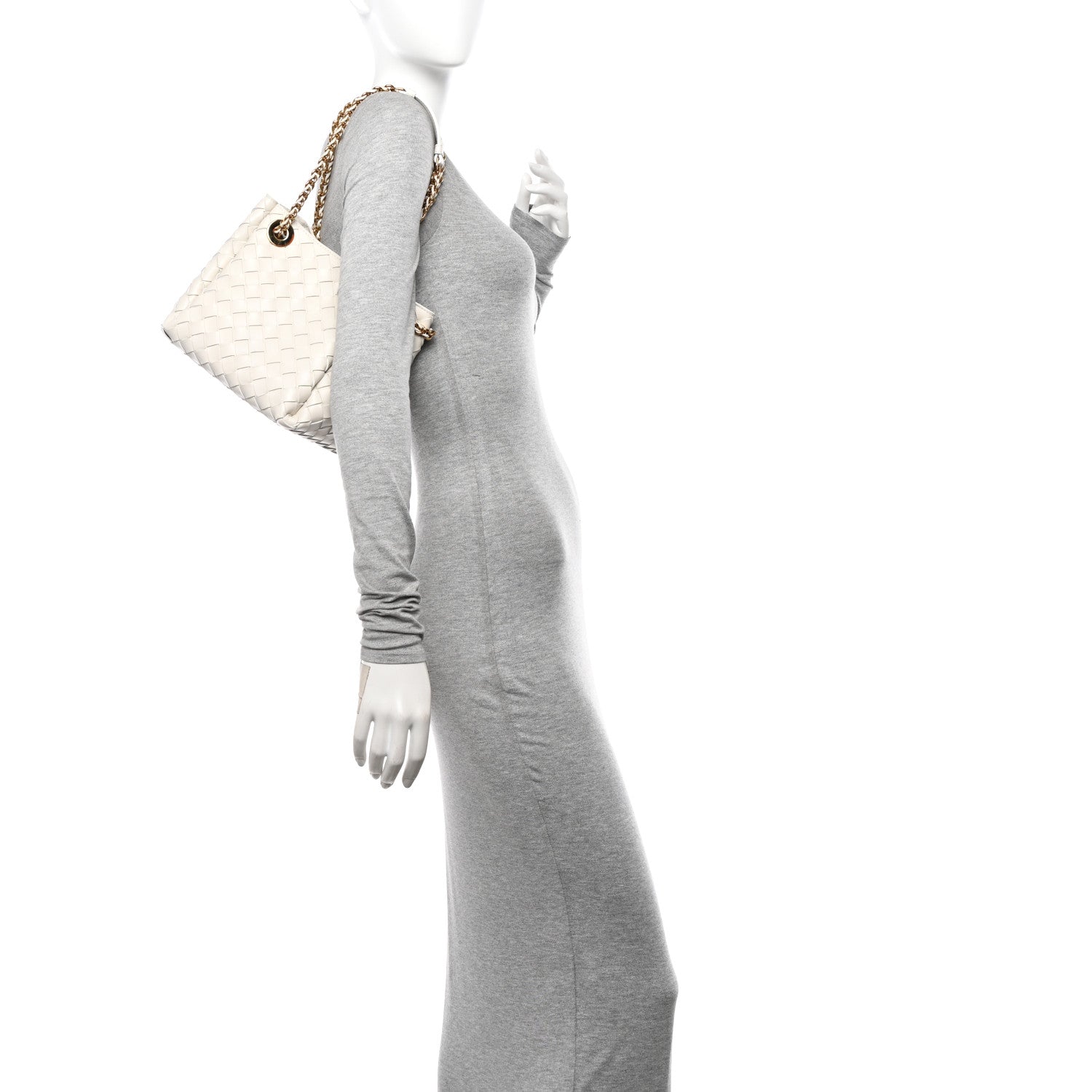Bottega Veneta Nappa Intrecciato Small Parachute Chain Shoulder Bag Chalk 2 of 9