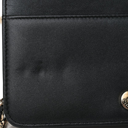 Chanel Iridescent Lambskin Quilted Pearl Wallet On Chain WOC Black 5 of 11