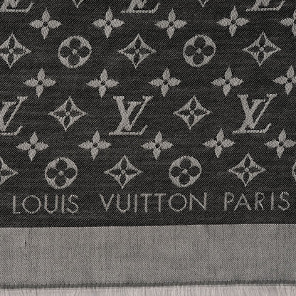 Louis Vuitton Wool Silk Monogram Denim Shawl Black 4 of 5