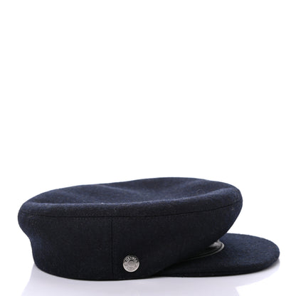 Hermes Wool Calfskin Dani Cap 57 Marine Black 5 of 8