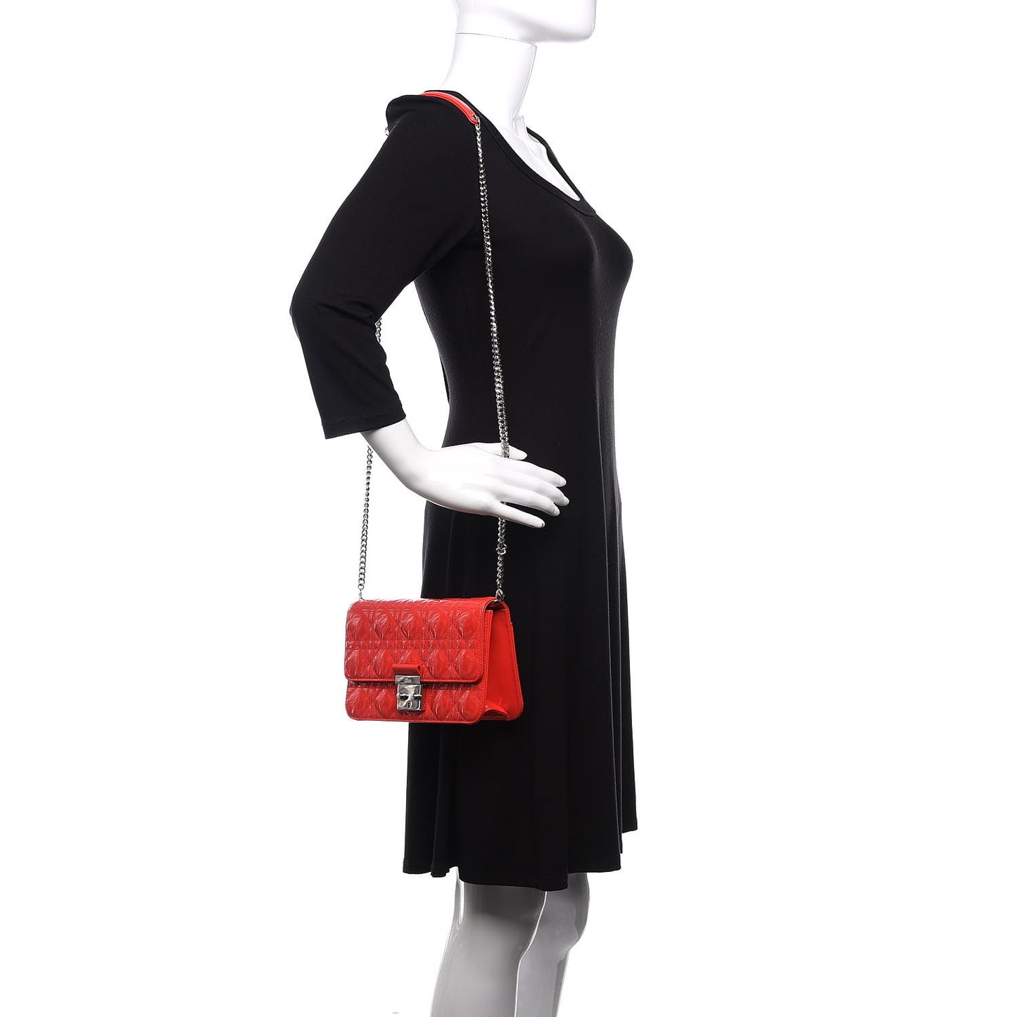 Patent Cannage Miss Dior Promenade Pouch Red