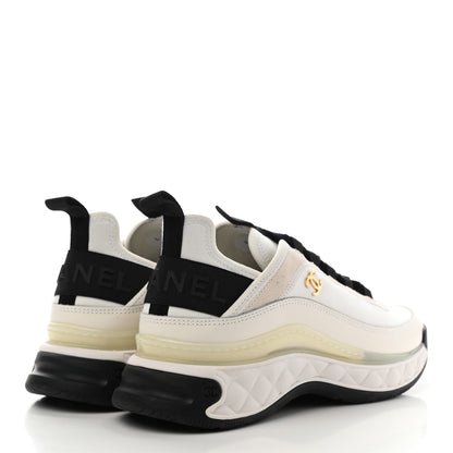Chanel Velvet Calfskin Mixed Fibers CC Sneakers 38 Ivory Black 4 of 13