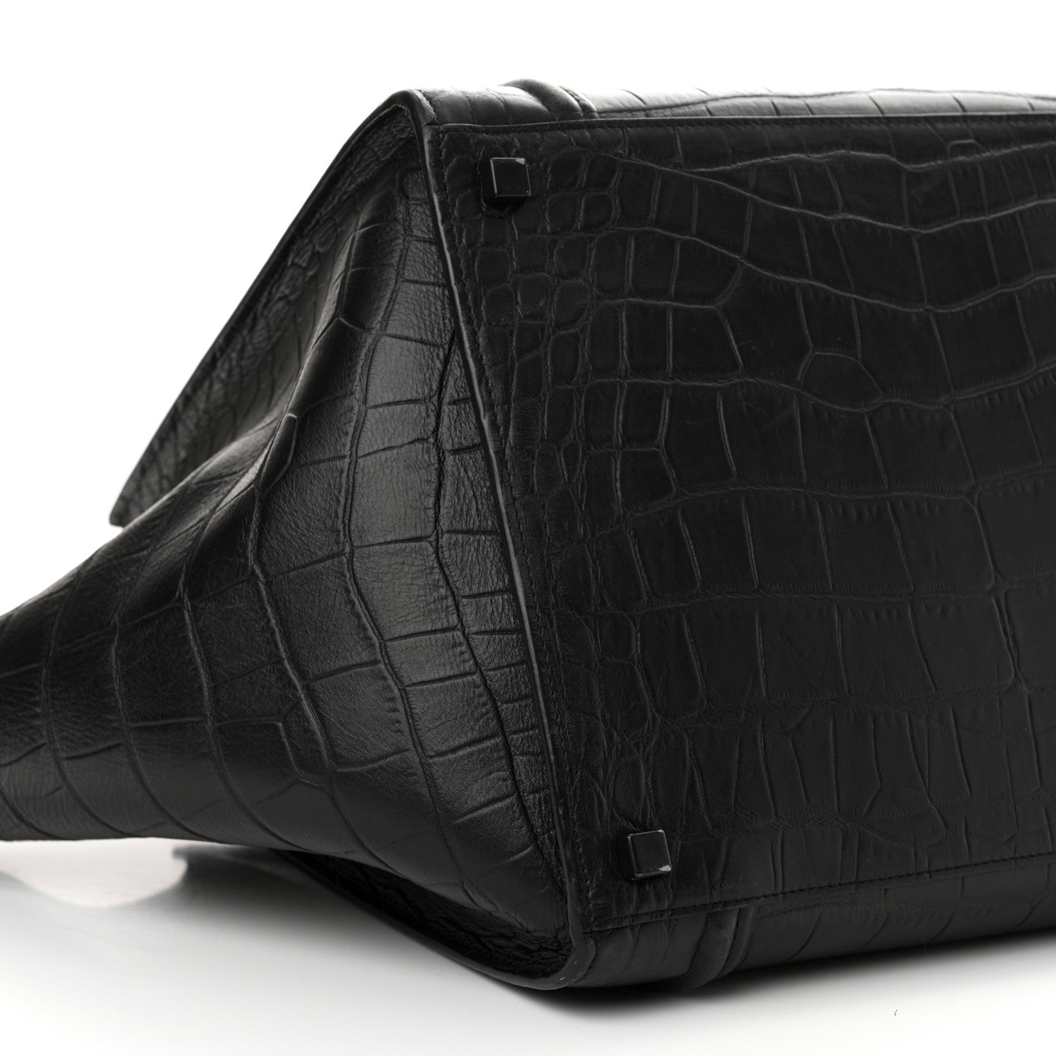 Celine Crocodile Embossed Calfskin Medium Phantom Luggage Black 9 of 16