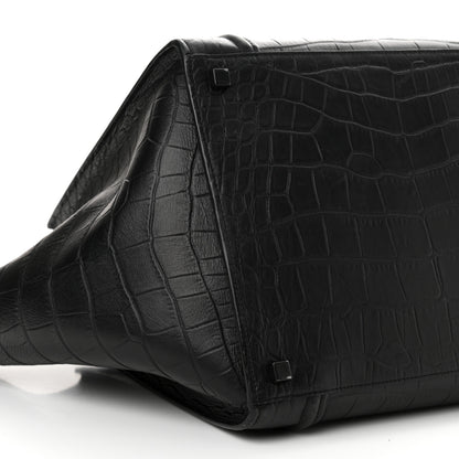 Celine Crocodile Embossed Calfskin Medium Phantom Luggage Black 9 of 16