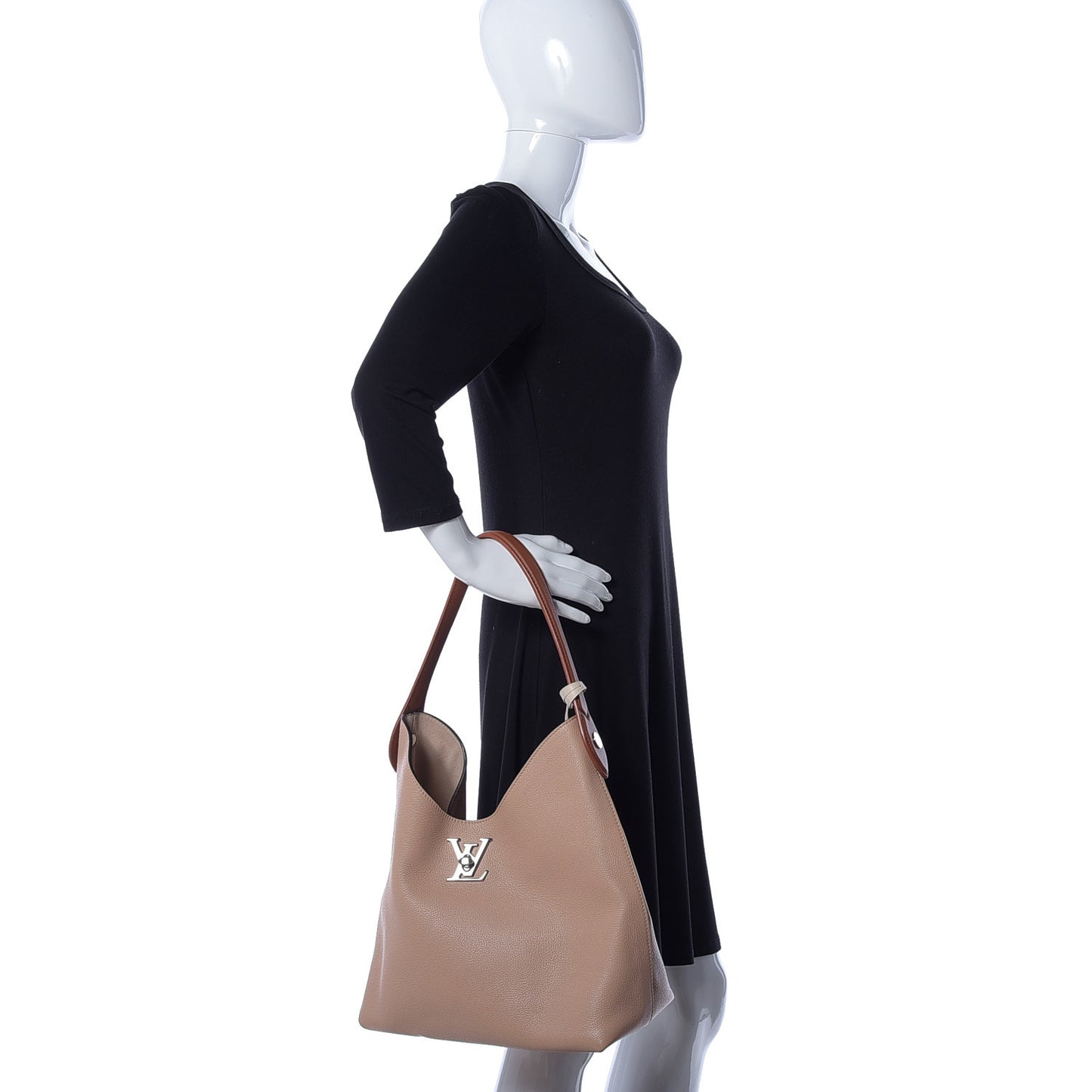 Calfskin Lockme Hobo Beige