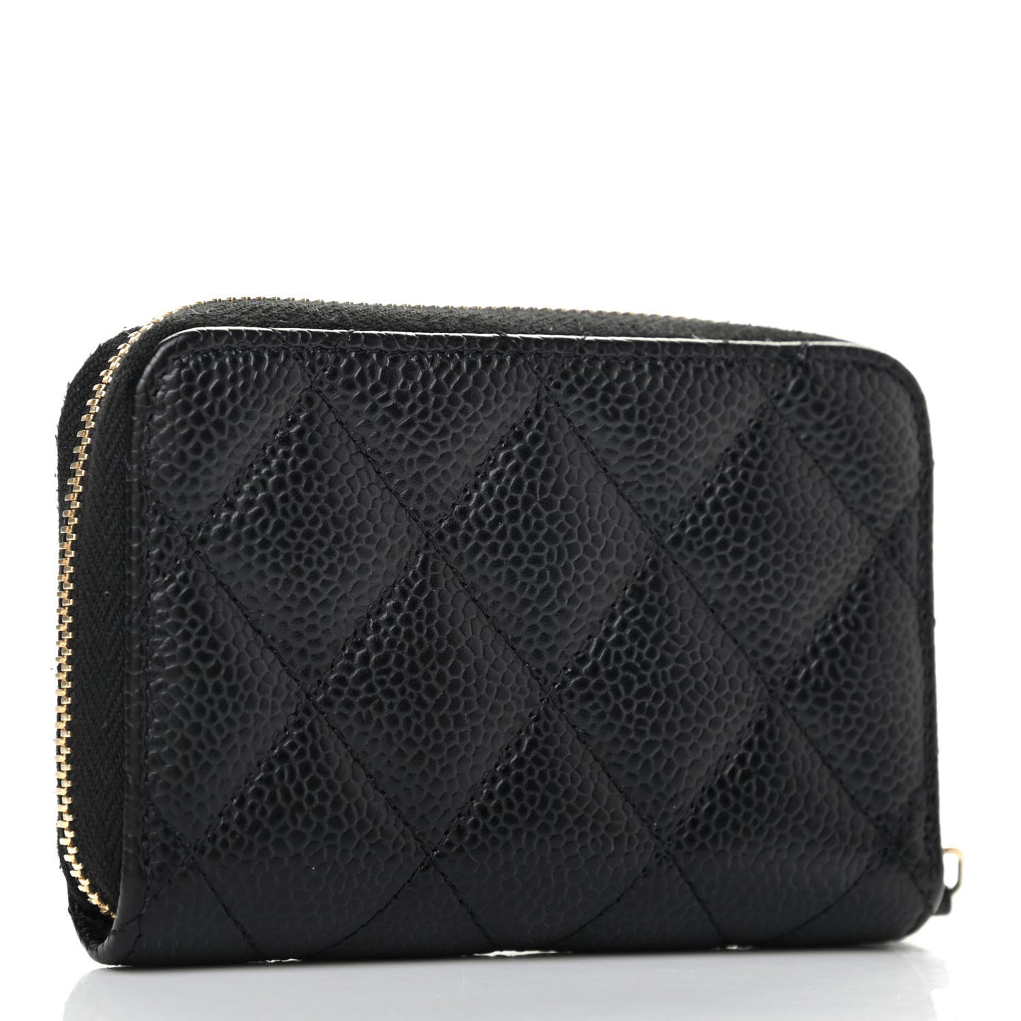 Caviar Quilted Zip Coin Purse Black