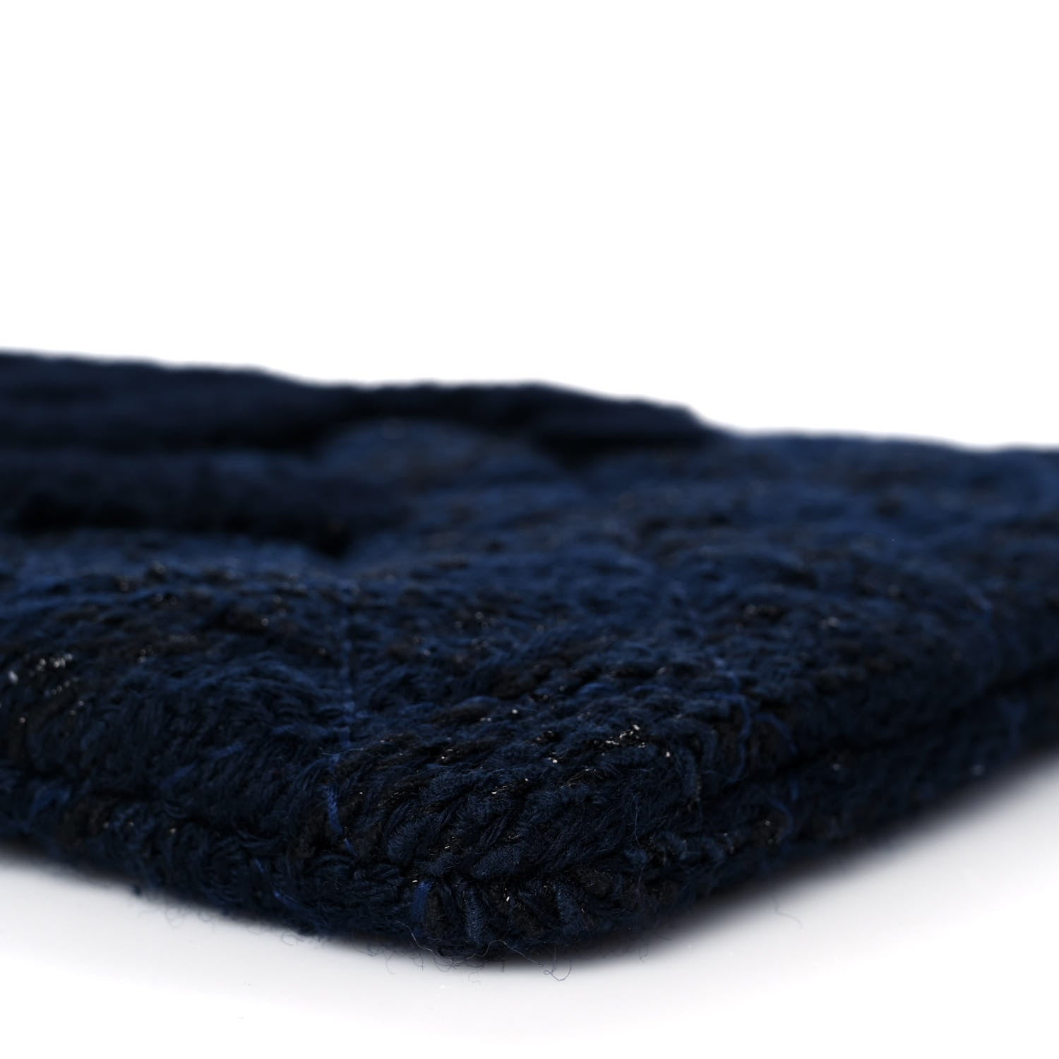 Chanel Wool Knit CC Cosmetic Pouch Navy Blue 9 of 9