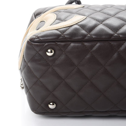 Chanel Calfskin Quilted Cambon Large Bowler Brown Beige 13 of 13