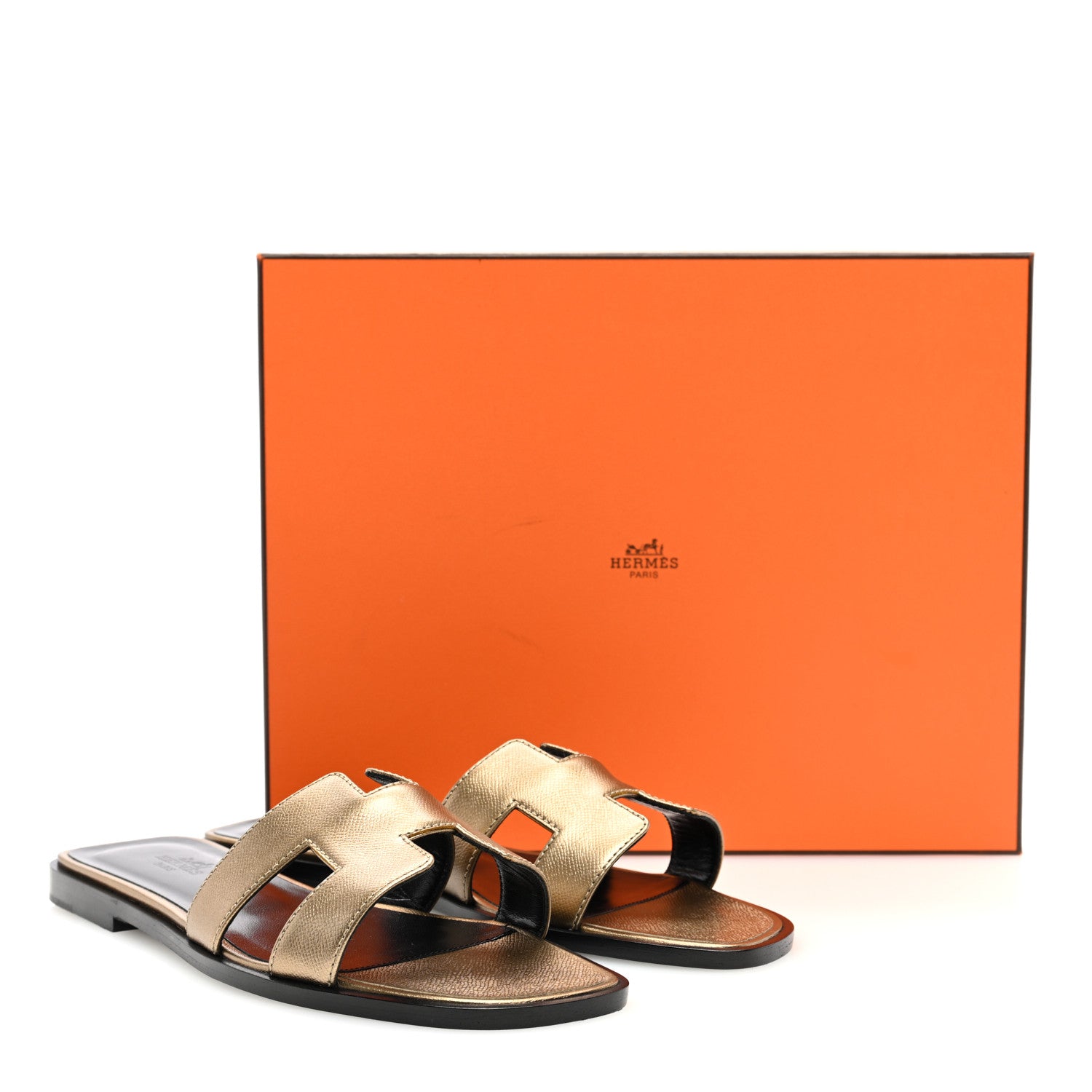 Hermes Metallic Madame Calfskin Oran Sandals 36.5 Vert Bronze 8 of 8
