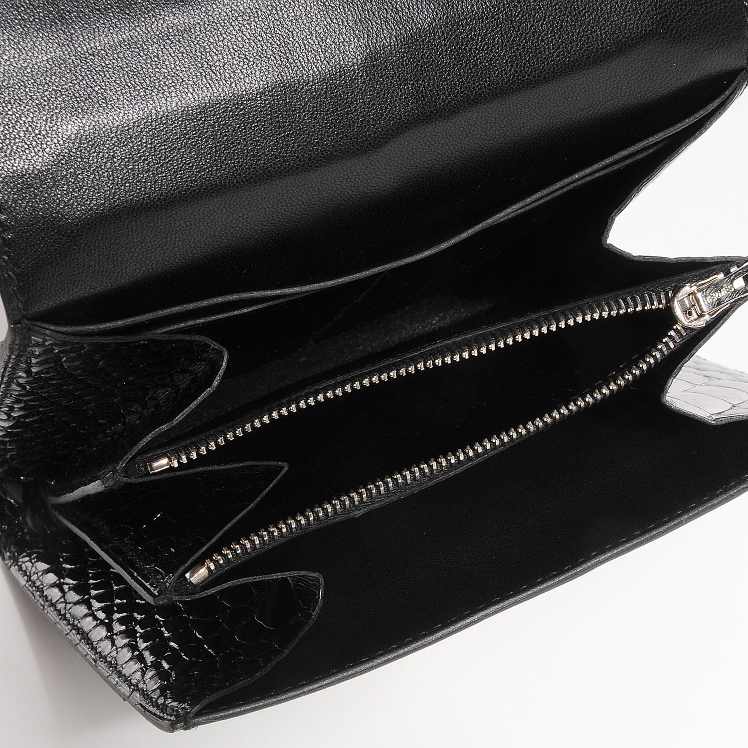 Hermes Shiny Alligator Constance Short Wallet Black 5 of 11