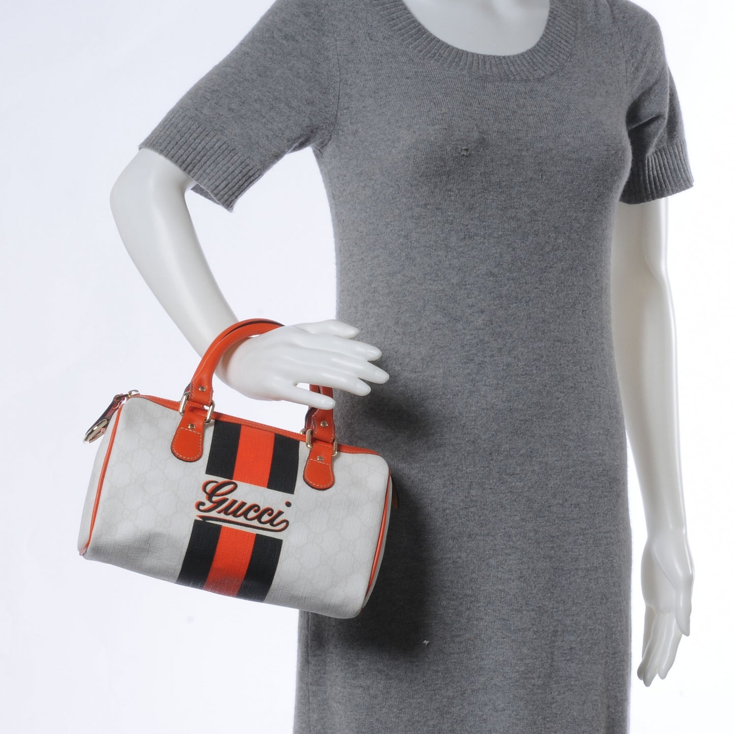 GG Plus Monogram Web Stripe Mini Joy Boston Orange
