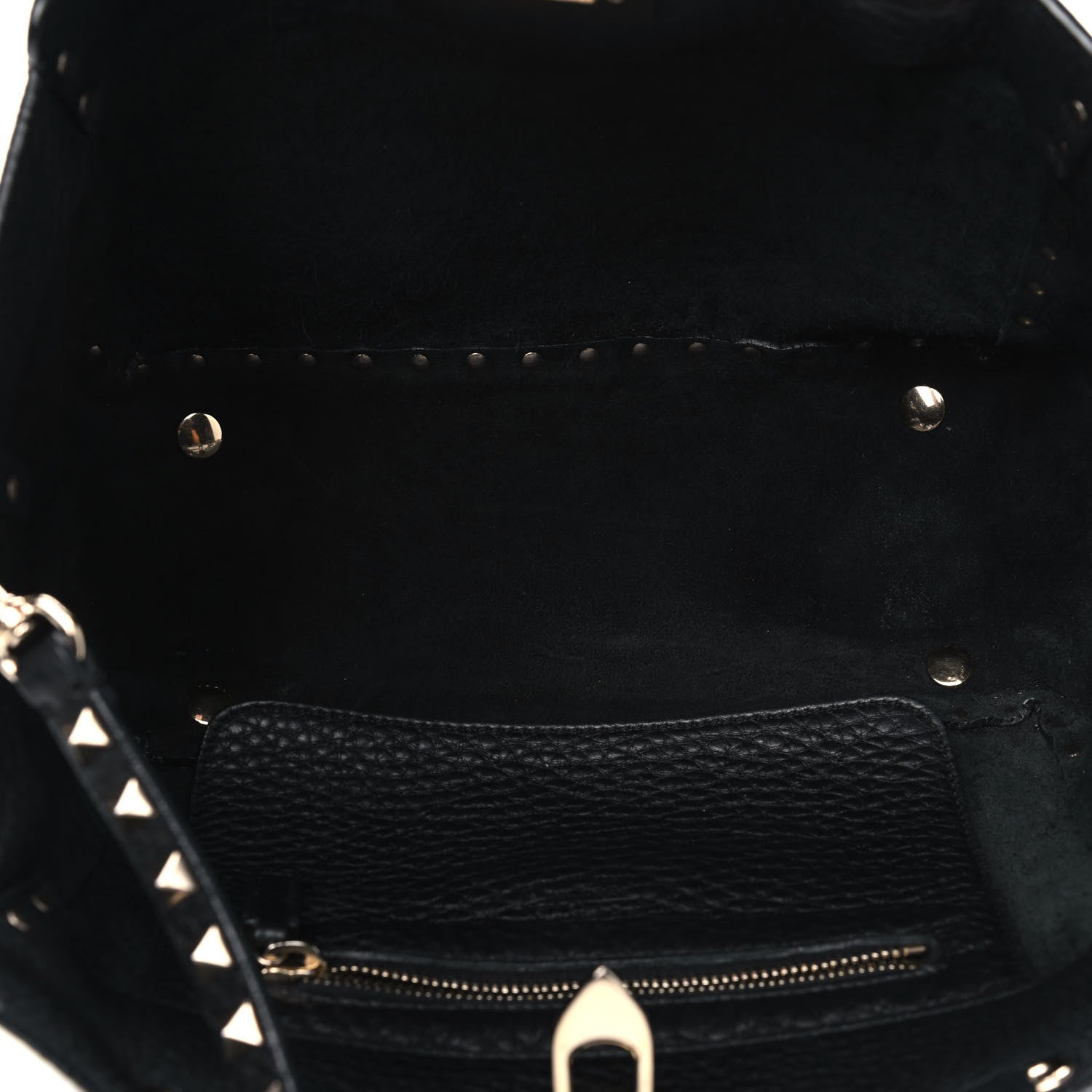 Valentino Garavani Grained Calfskin Small Rockstud Tote Black 4 of 5
