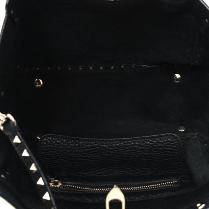 Valentino Garavani Grained Calfskin Small Rockstud Tote Black 4 of 5