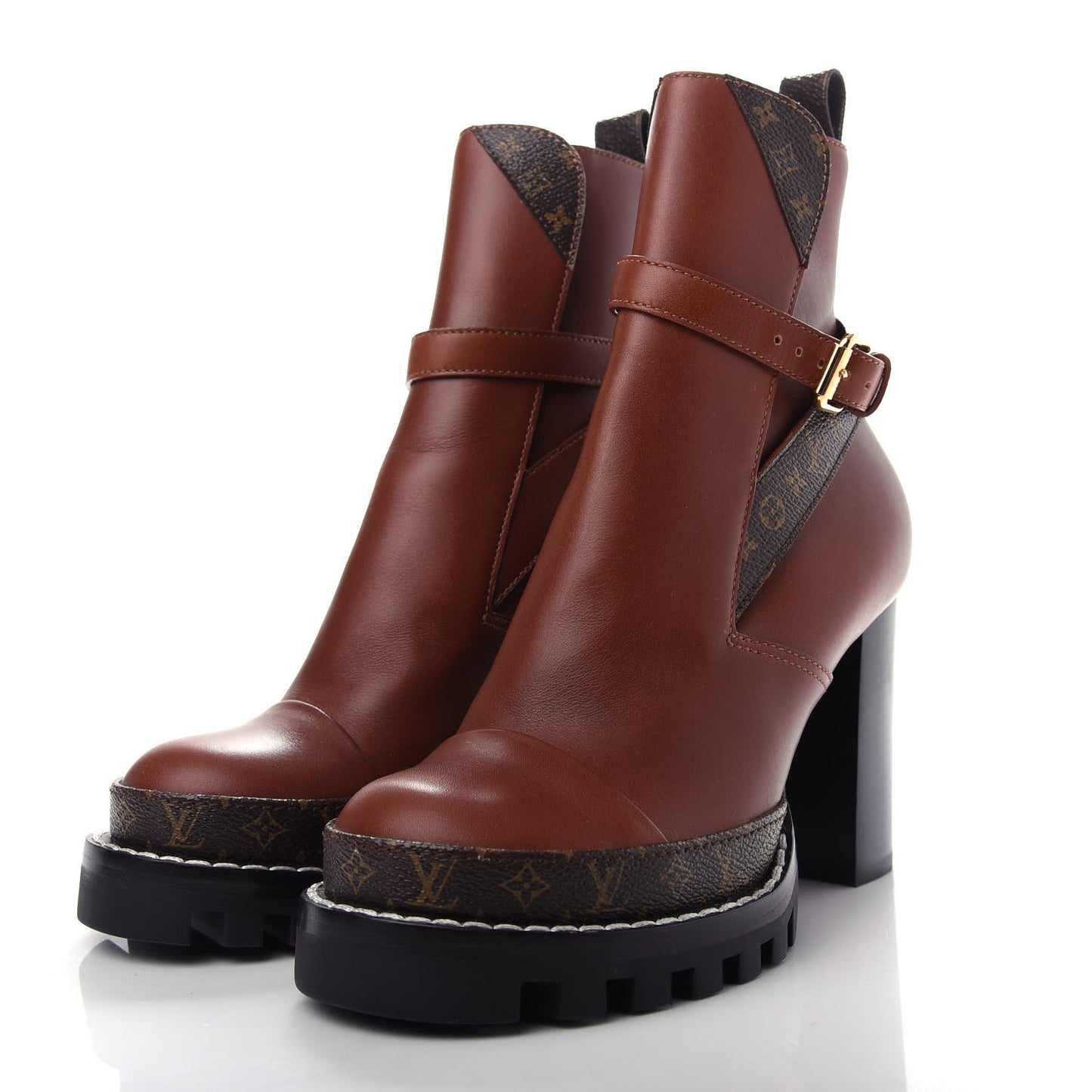 Calfskin Monogram Star Trail Ankle Boots 37 Cognac