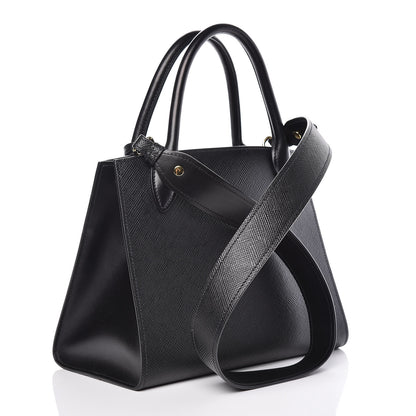 Prada Saffiano Cuir Calfskin Small Monochrome Top Handle Tote Black 3 of 9