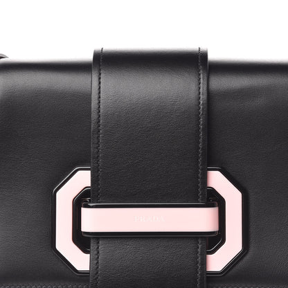 Prada City Calf Plex Ribbon Bag Black Rosa 7 of 9