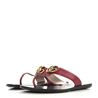 Gucci Calfskin GG Marmont Thong Sandals 36.5 Red 4 of 9