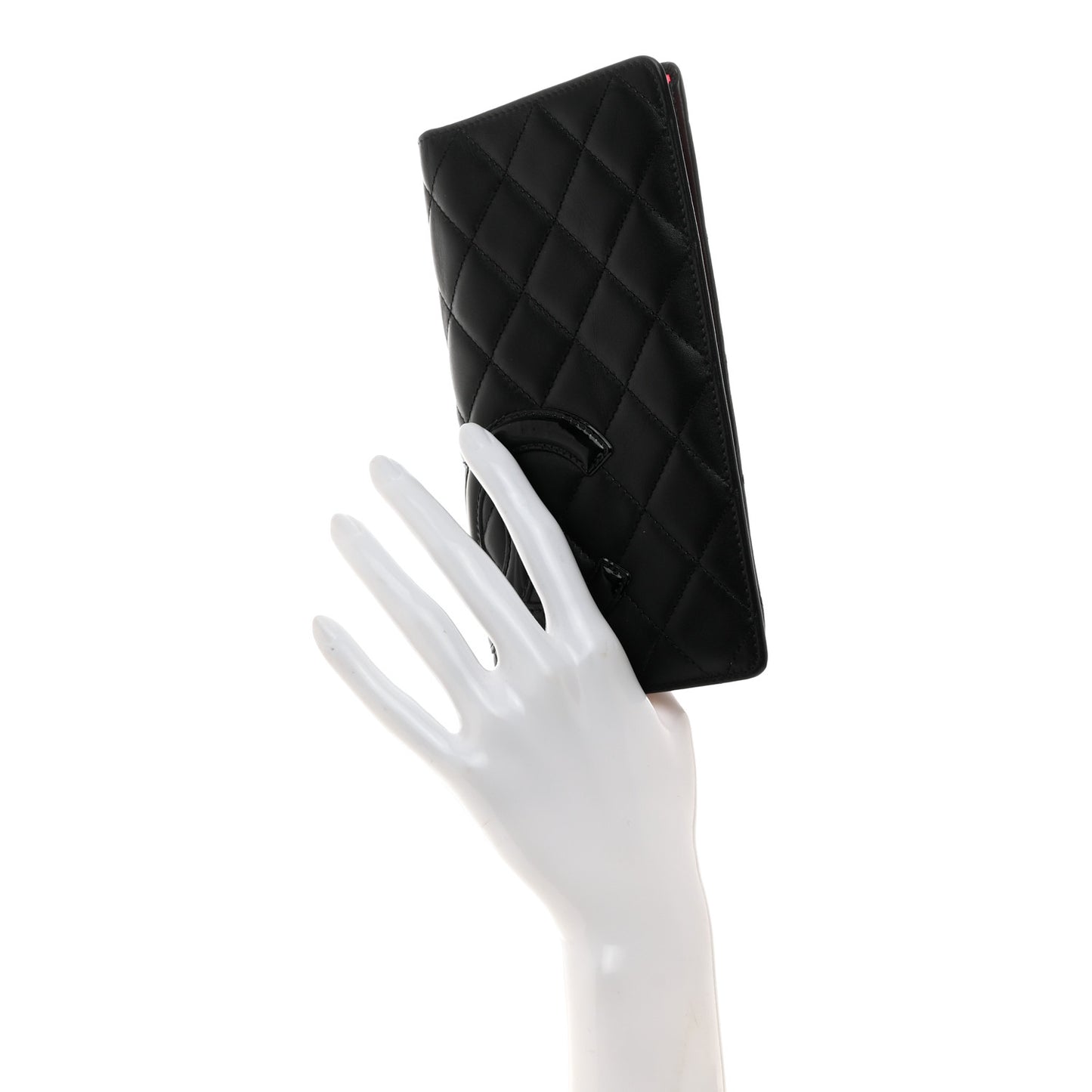 Calfskin Quilted Cambon Yen Wallet Black