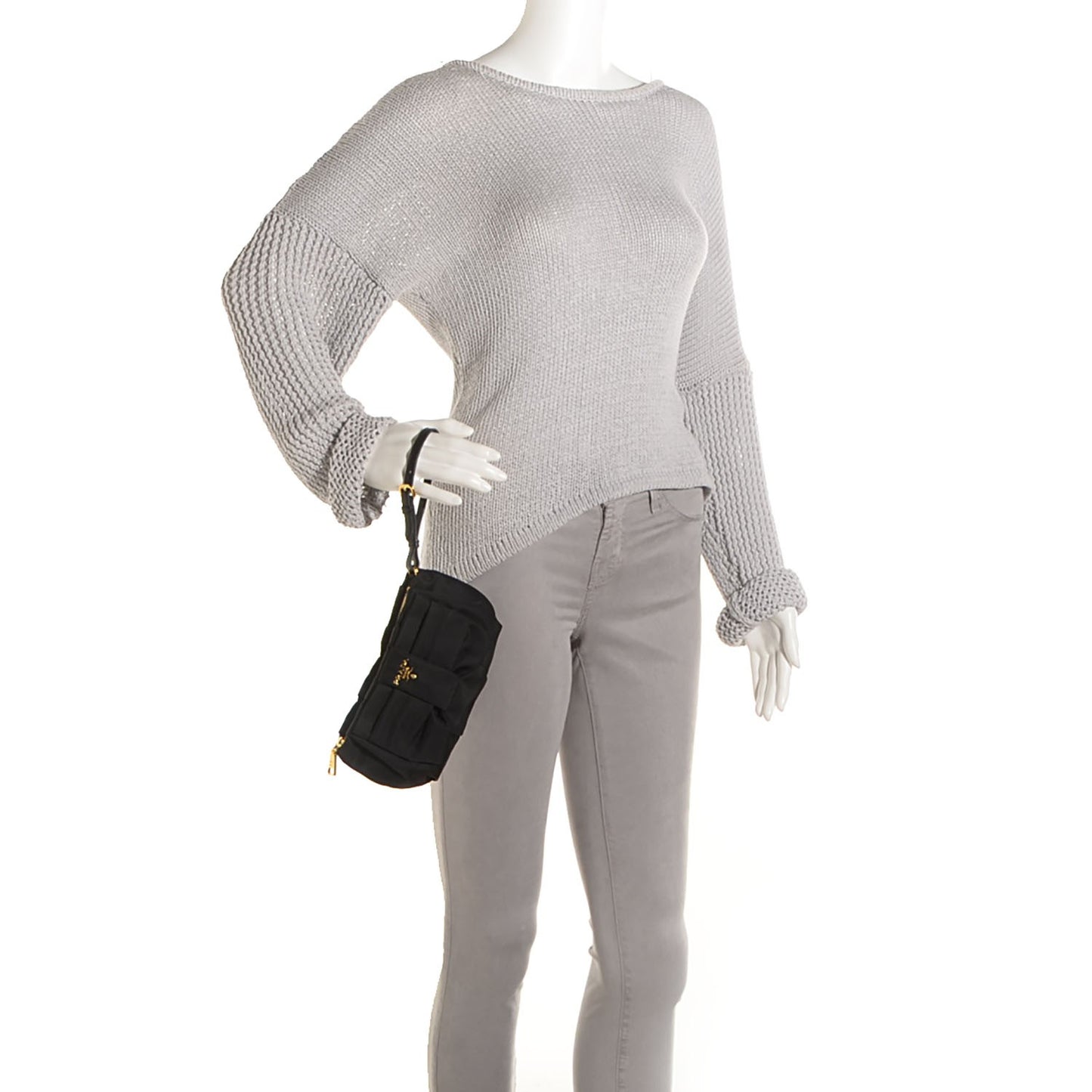 Tessuto Nylon Bow Wristlet Nero Black