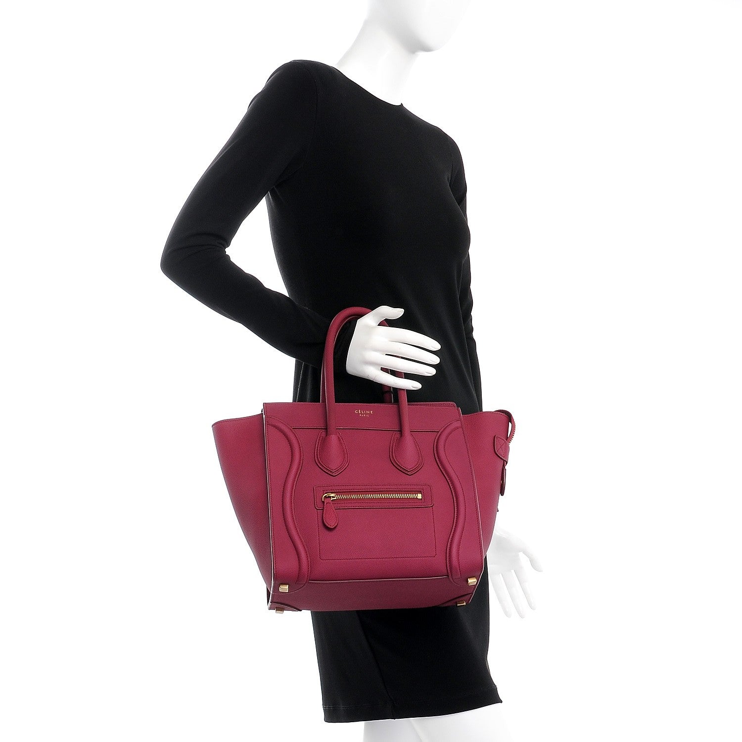 Celine Baby Drummed Calfskin Micro Luggage Plum 2 of 8