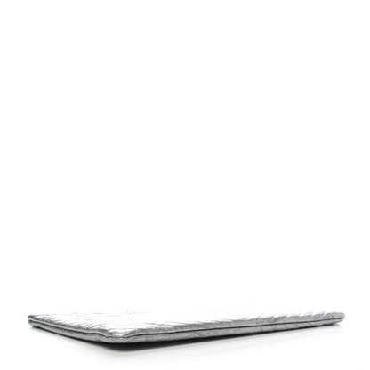 Chanel Metallic Crumpled Calfskin Chevron Quilted Medium Cosmetic Case Silver 4 of 7