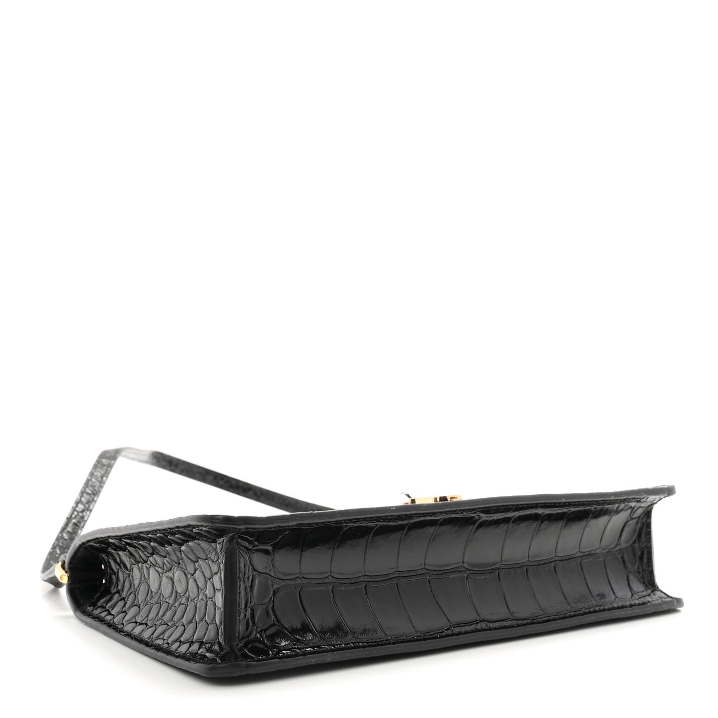 Calfskin Alligator Embossed Mini TB Shoulder Bag Black