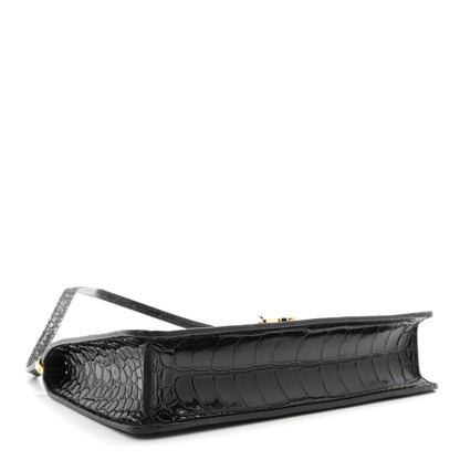 Burberry Calfskin Alligator Embossed Mini TB Shoulder Bag Black 4 of 9