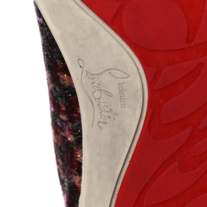 Christian Louboutin Crystal Metallic Suede Peacock Woven Lurex Gondolastrass Sneakers 36.5 Burgundy 7 of 14