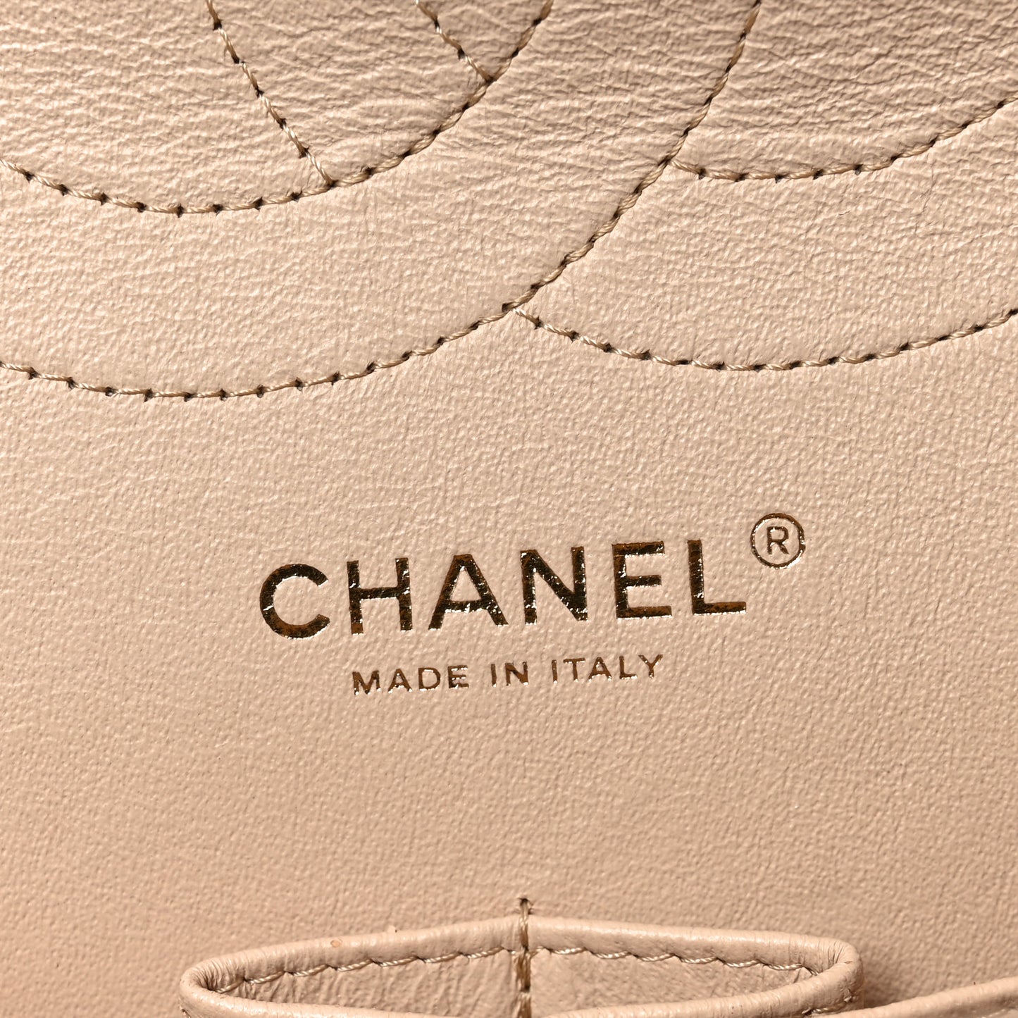 Pearly Caviar Quilted Jumbo Double Flap Beige