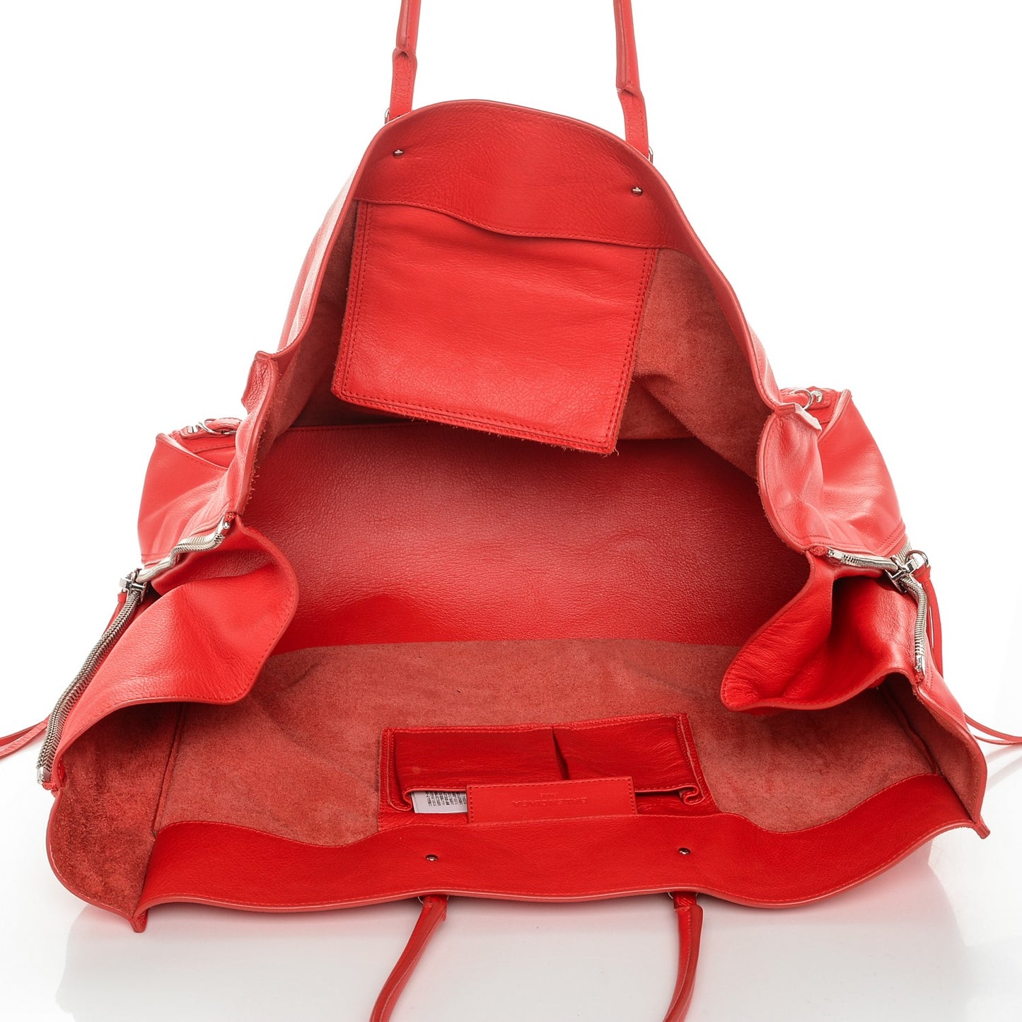 Veau Papier A4 Zip Around Tote Rouge Coquelicot