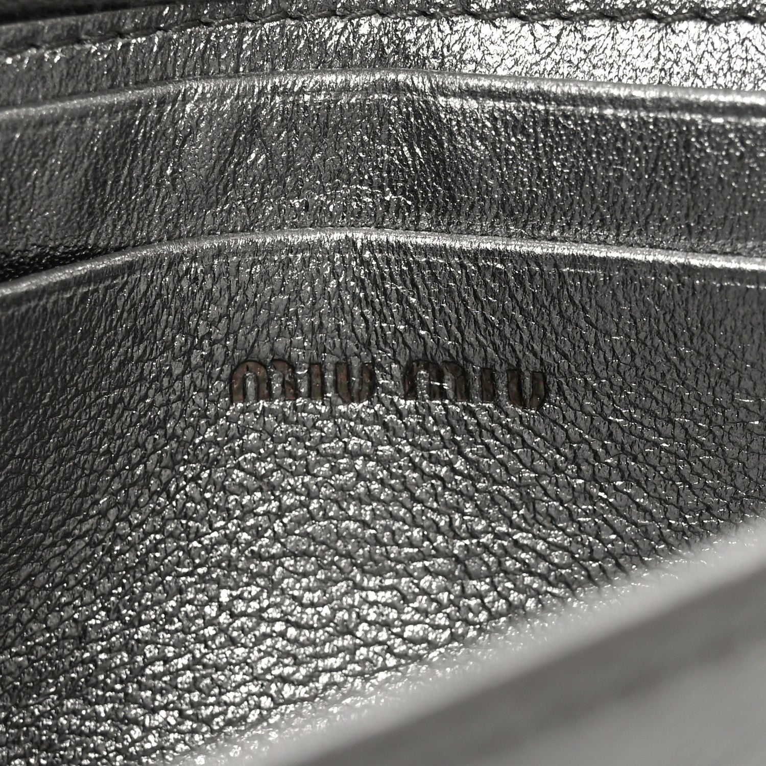 Miu Miu Metallic Nappa Matelasse Chain Crossbody Silver 6 of 9