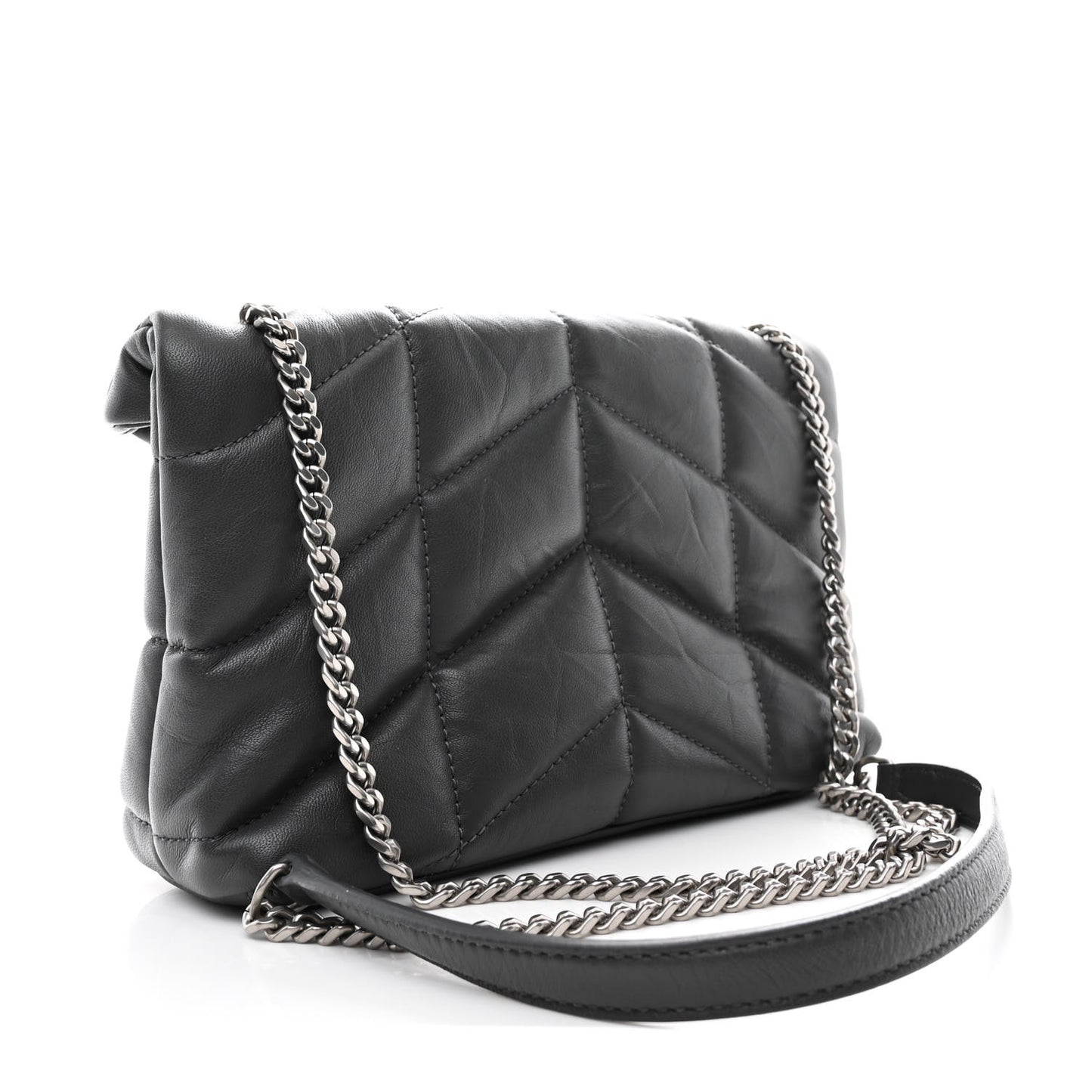 Lambskin Quilted Toy Loulou Puffer Monogram Chain Satchel Storm