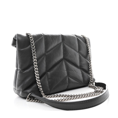 Saint Laurent Lambskin Quilted Toy Loulou Puffer Monogram Chain Satchel Storm 3 of 10
