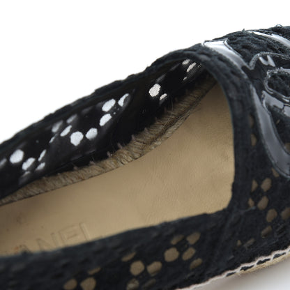 Chanel Lace Patent CC Espadrilles 38 Black 20 of 21