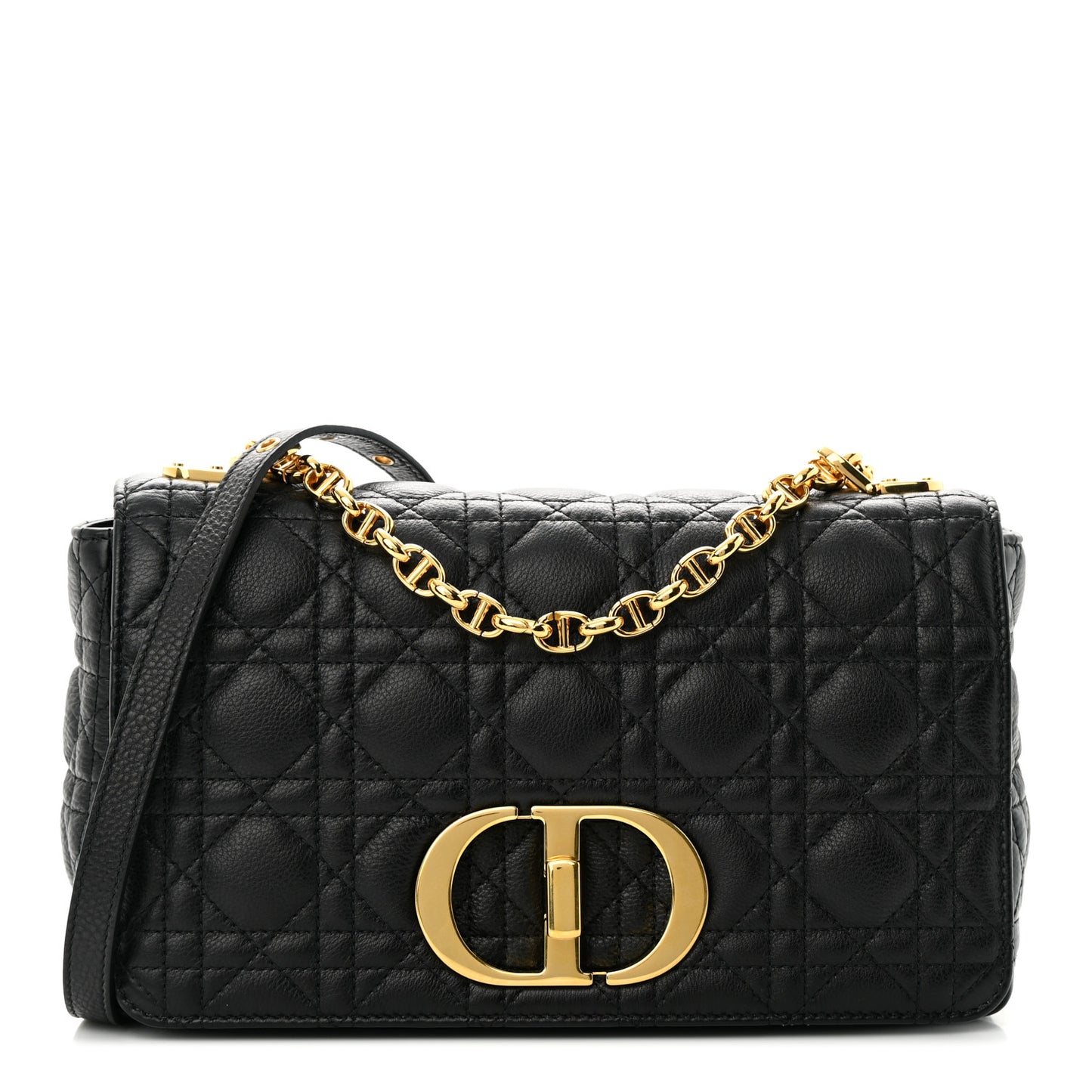 Calfskin Cannage Medium Caro Bag Black