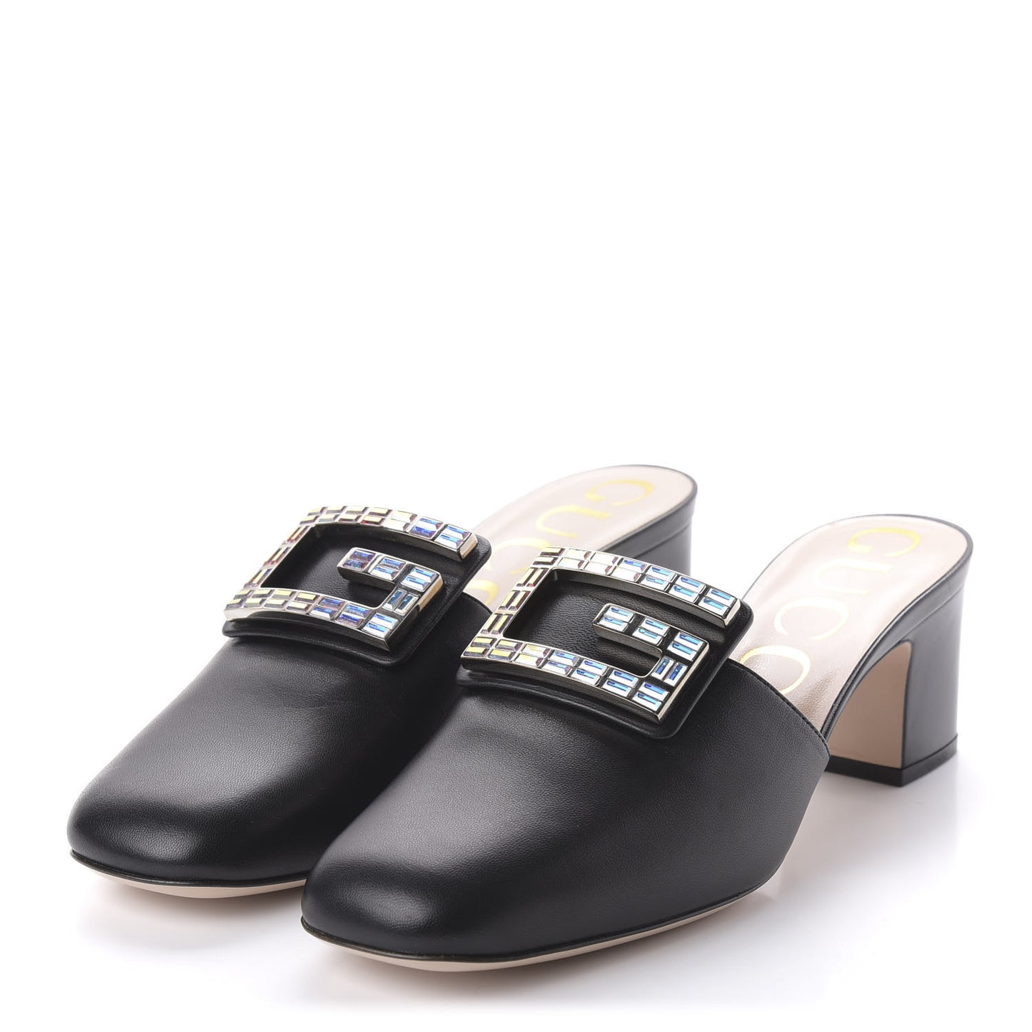Malaga Kid Crystal Square G Madelyn Mules 39 Black