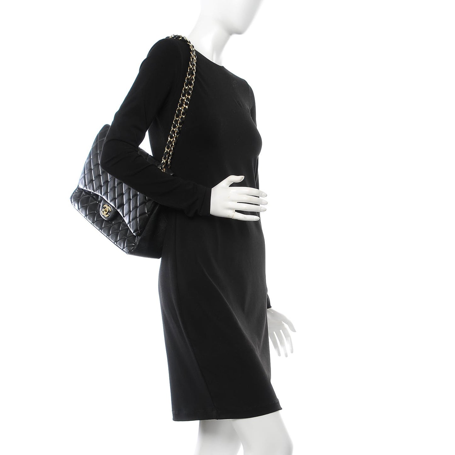 Lambskin Quilted Maxi Single Flap Black