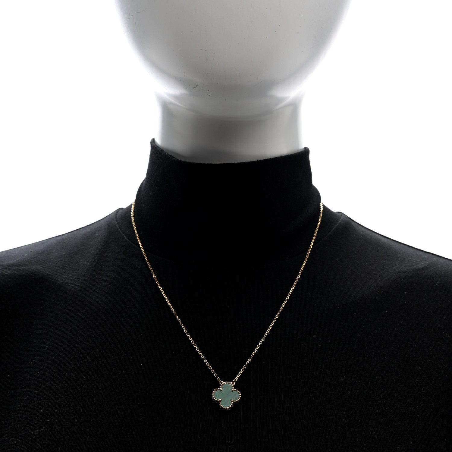 Van Cleef & Arpels 18K Yellow Gold Malachite Vintage Alhambra Pendant Necklace 2 of 4