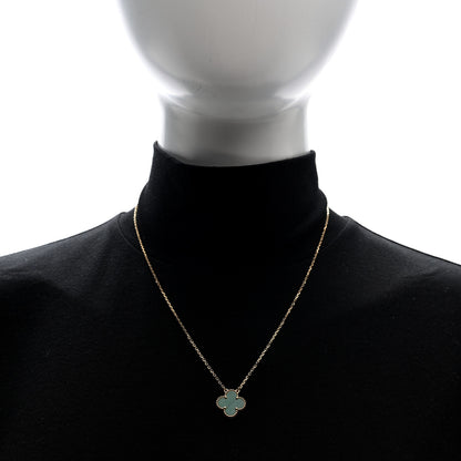 Van Cleef & Arpels 18K Yellow Gold Malachite Vintage Alhambra Pendant Necklace 2 of 4