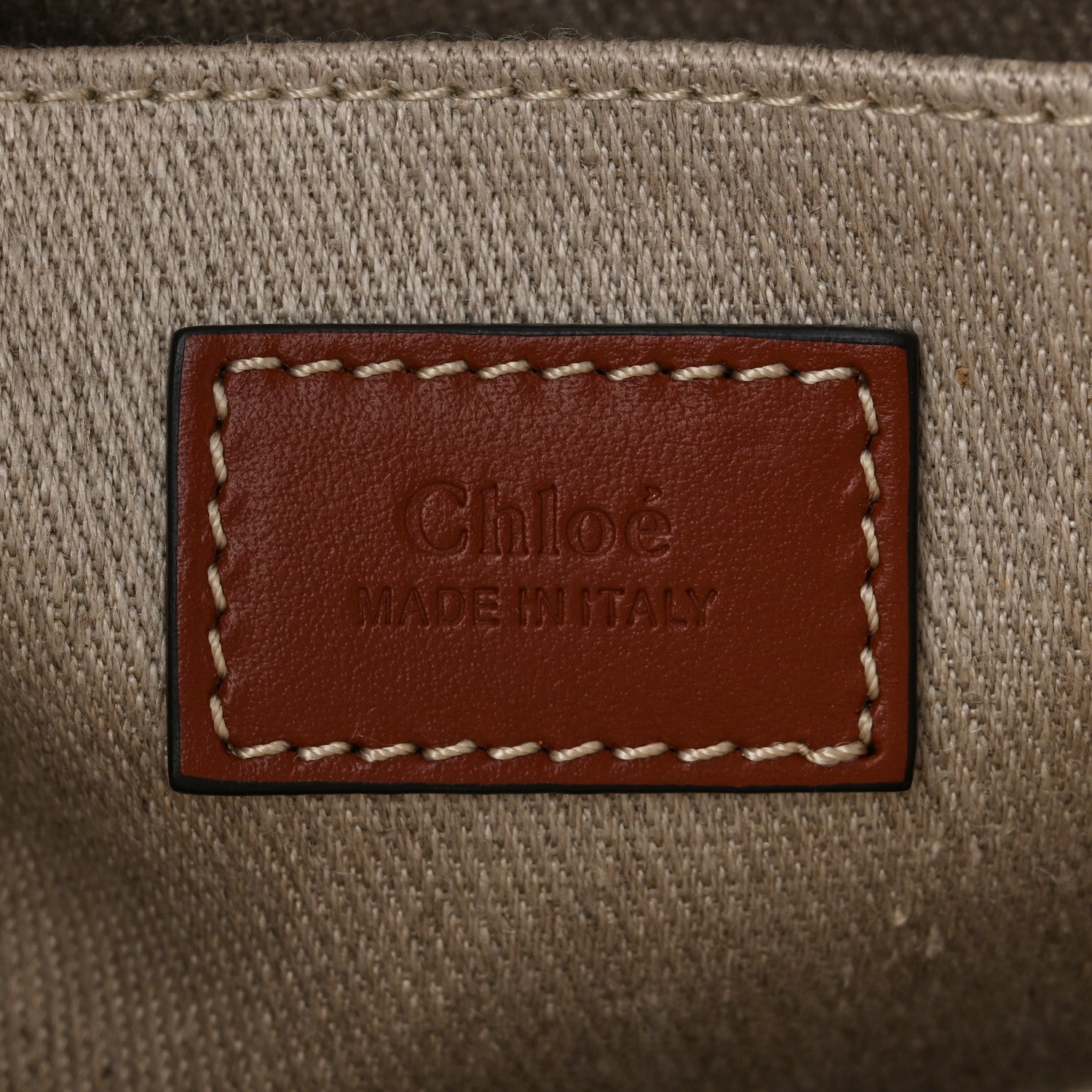 Chloe Cotton Calfskin Small Woody Ribbon Tote With Strap White Brown 6 of 11